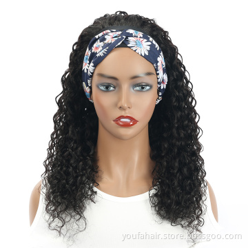 Virgin Cuticle Aligned Hair Headband Wigs For Black Women Natural Head band Wig Brazilian Water Wave Headband Wigs Human Hair